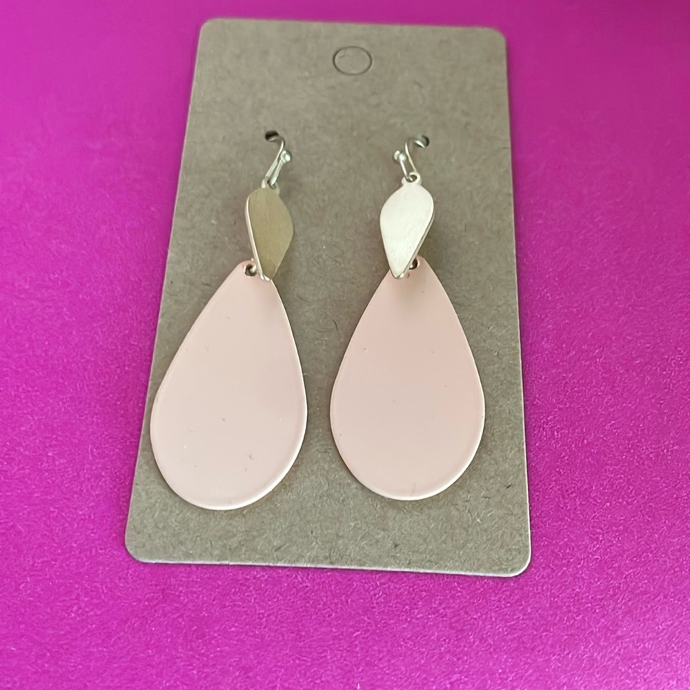 Maddie Matte Tear Drop‎ Earrings, pink, gold